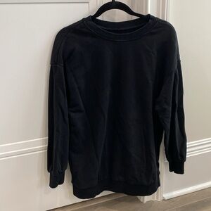 BASIC OVERSIZED Terry Fleece Cotton Drop Shoulder Oversized Longline Pullover